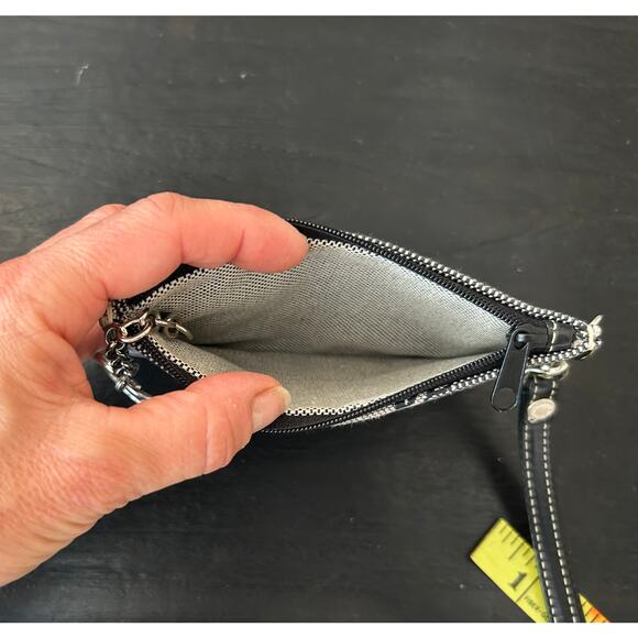 Dooney and Bourke Signature Jacquard zip Coin Purse Key Chain wristlet bag - Picture 6 of 9